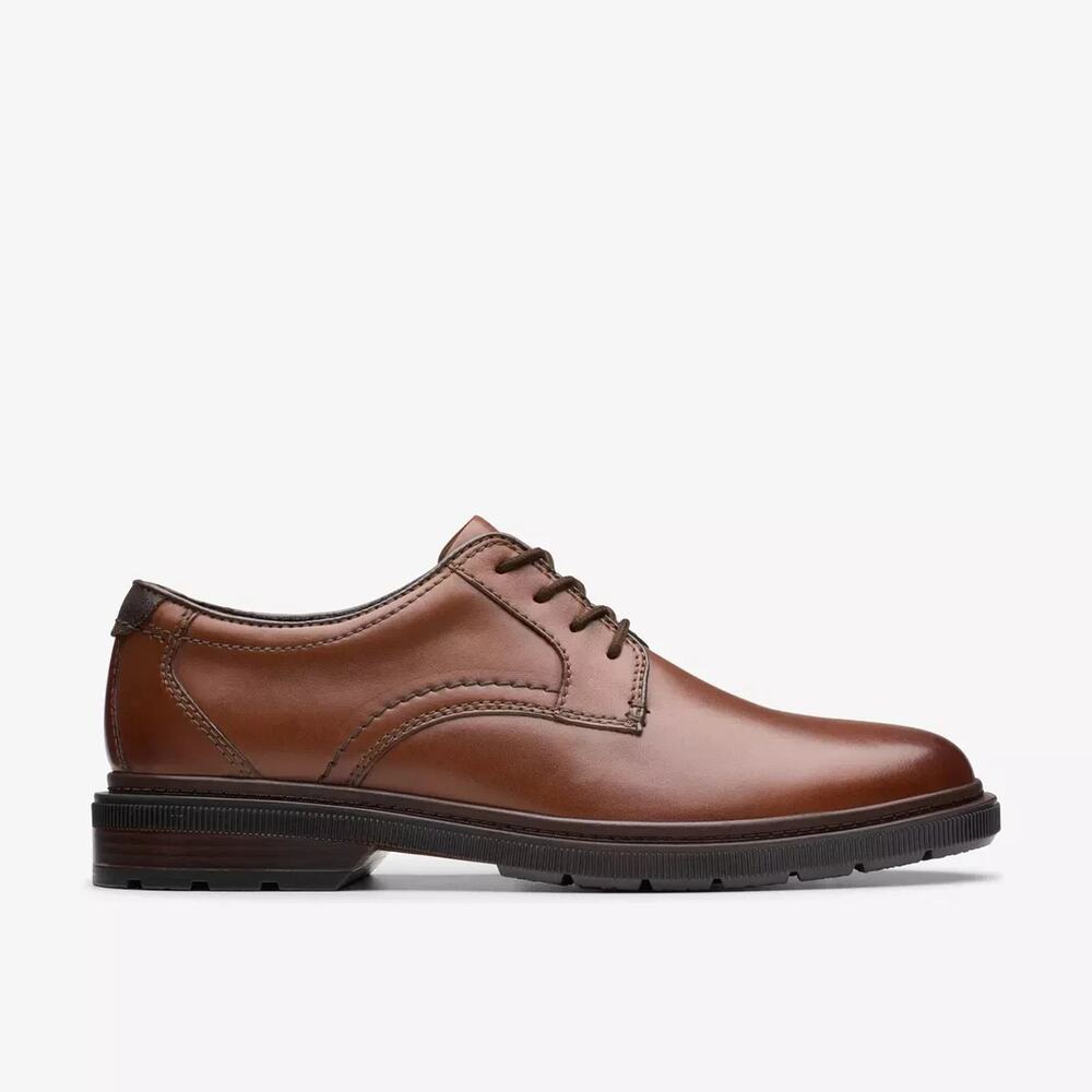 Clarks Burchill Derby Dark Tan Leather